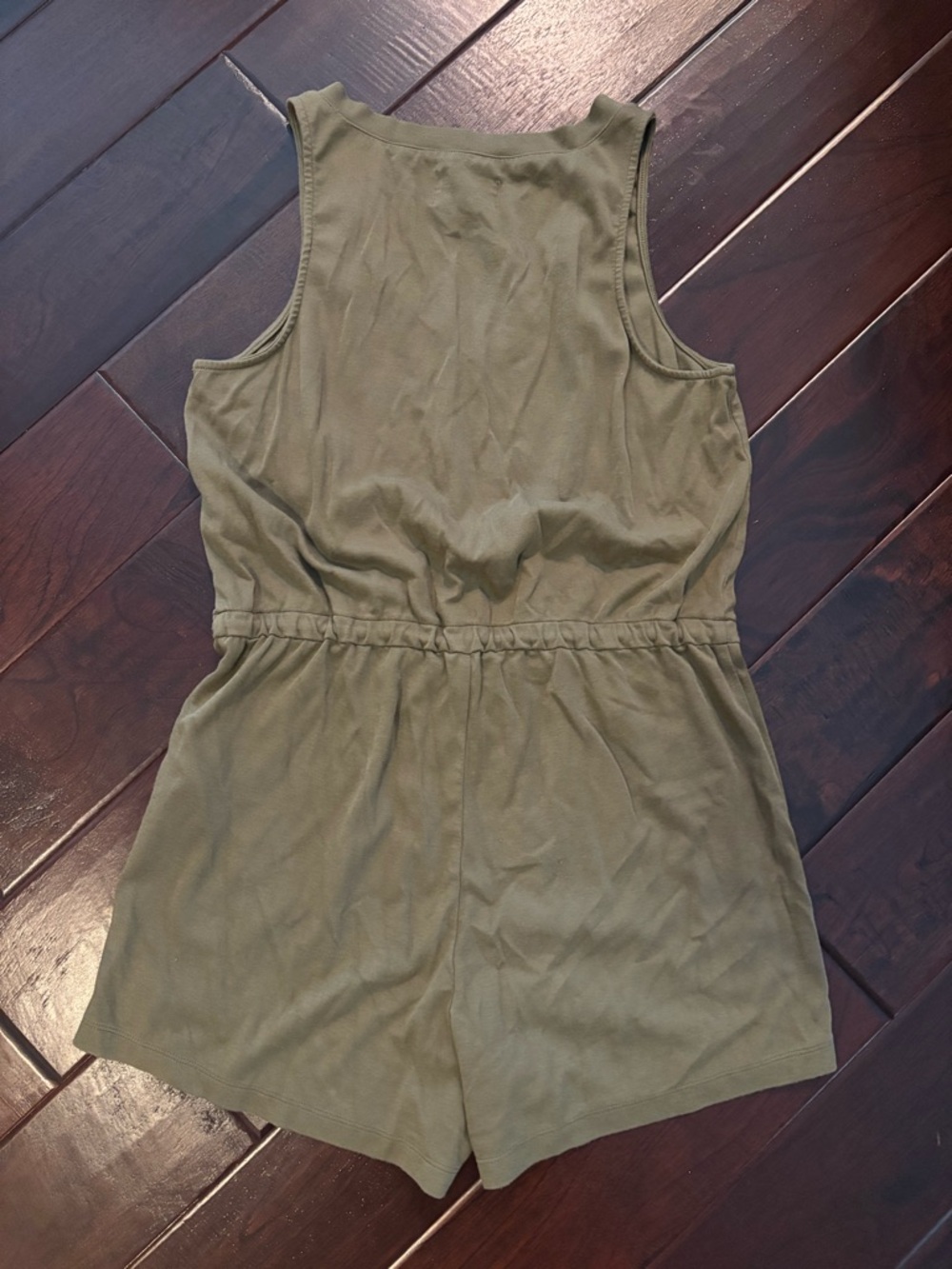 Madewell‎ MWL Olive Green Drawstring Waist Sleeveless Romper Size Medium - Picture 5 of 7